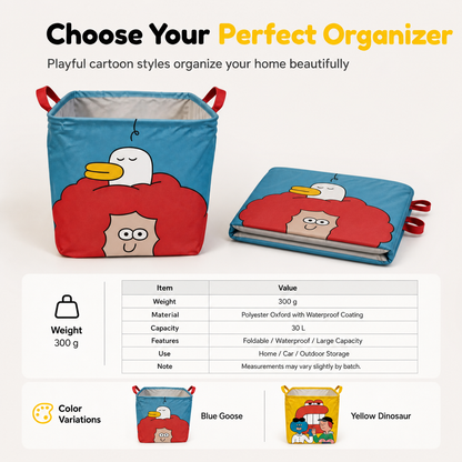 📢📢50% OFF !! ⏰Cute Cartoon Folding Car Trunk Organizer Bin Large Capacity Collapsible Storage Basket for Sundries