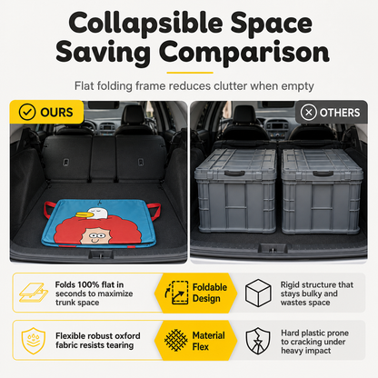 📢📢50% OFF !! ⏰Cute Cartoon Folding Car Trunk Organizer Bin Large Capacity Collapsible Storage Basket for Sundries