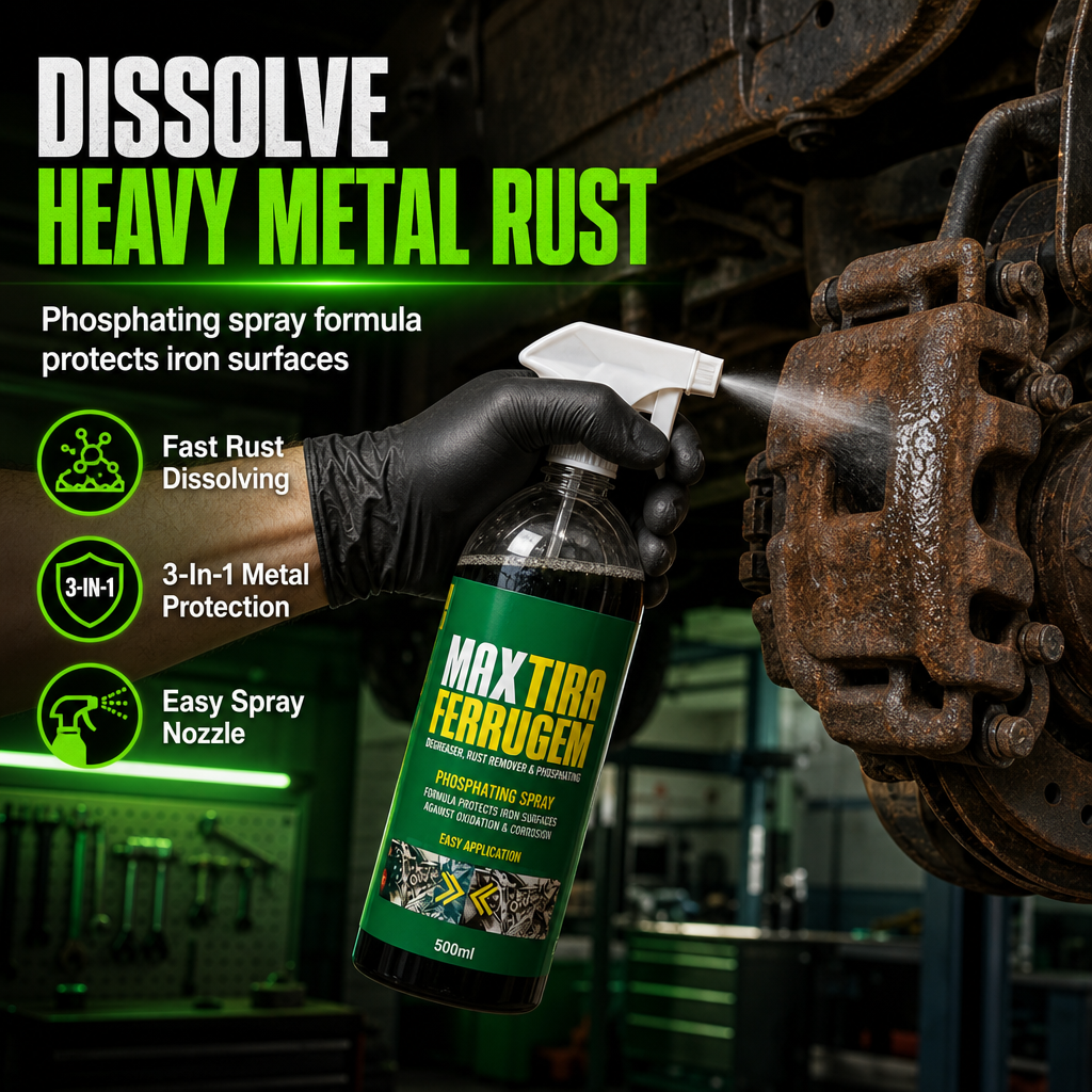 ✨3 in 1 Rust Remover and Phosphating Agent for Metal Parts 500ml with Spray Nozzle to Remove Grease and Rust and Form a Rustproof Protective Film