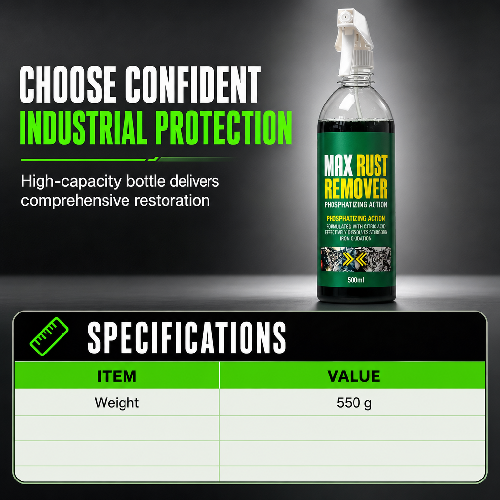 ✨3 in 1 Rust Remover and Phosphating Agent for Metal Parts 500ml with Spray Nozzle to Remove Grease and Rust and Form a Rustproof Protective Film