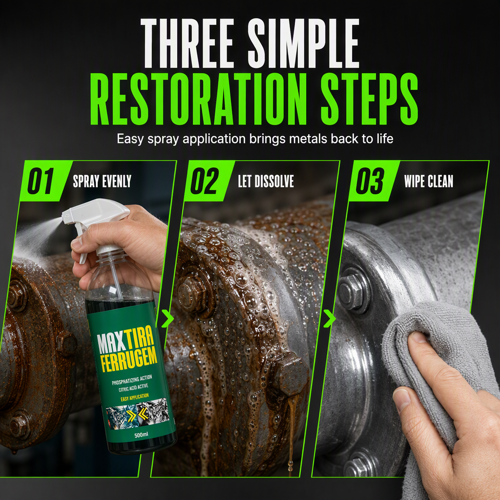 ✨3 in 1 Rust Remover and Phosphating Agent for Metal Parts 500ml with Spray Nozzle to Remove Grease and Rust and Form a Rustproof Protective Film