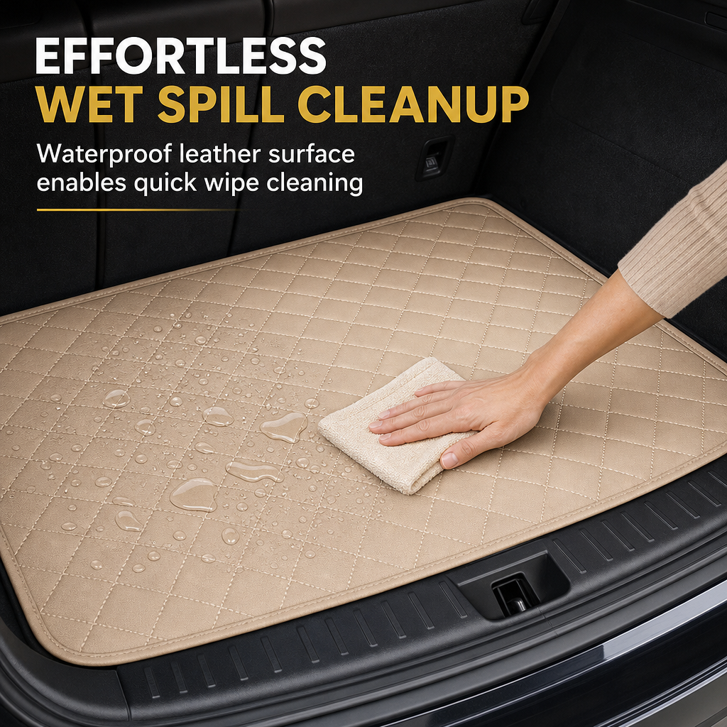 Universal PVC Leather Car Trunk Mat Cargo Liner for Sedans and SUVs Easy to Clean 100x70cm