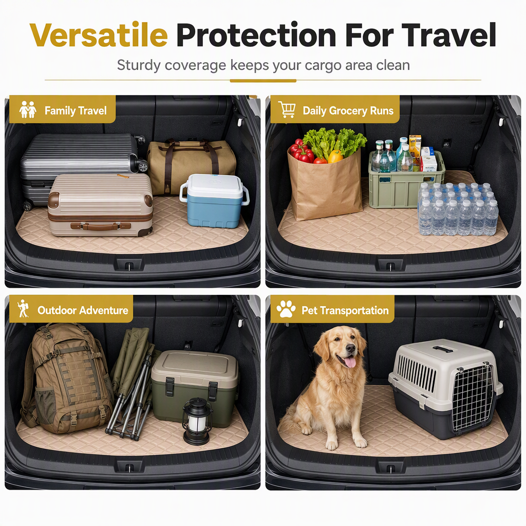 Universal PVC Leather Car Trunk Mat Cargo Liner for Sedans and SUVs Easy to Clean 100x70cm