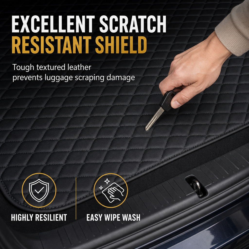 Universal PVC Leather Car Trunk Mat Cargo Liner for Sedans and SUVs Easy to Clean 100x70cm