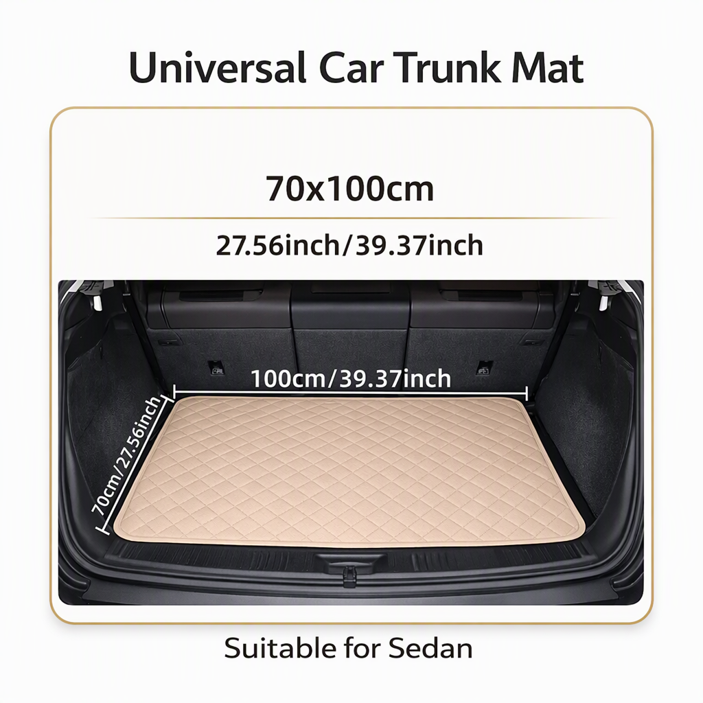 Universal PVC Leather Car Trunk Mat Cargo Liner for Sedans and SUVs Easy to Clean 100x70cm