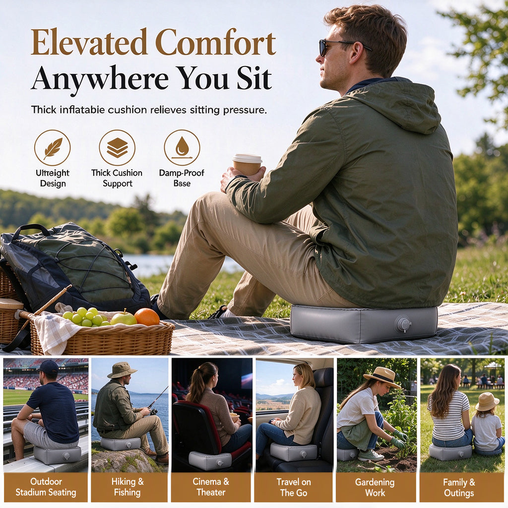🛋️Portable Inflatable Concert Cushion – Lightweight, Waterproof Outdoor Seat Pad