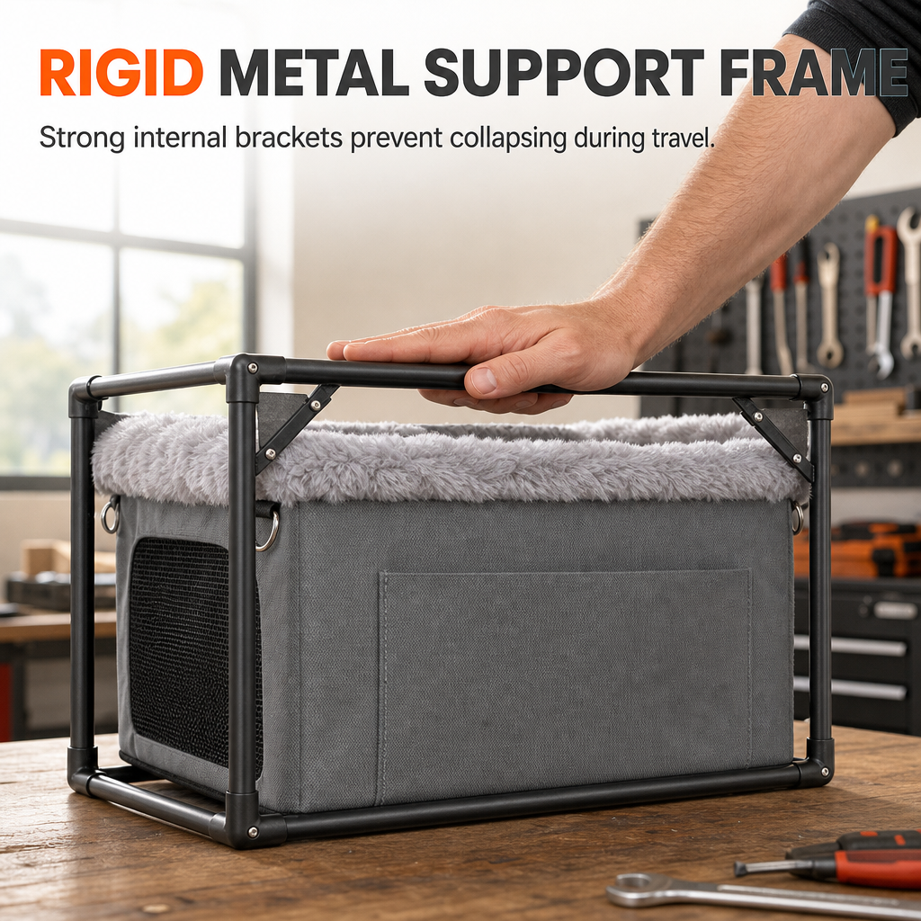 🐶🚗 Secure Travel Pet Bed – 50% OFF! Heavy-duty metal frame, waterproof Oxford fabric, safety leash – protects your dog & seats. 🛡️