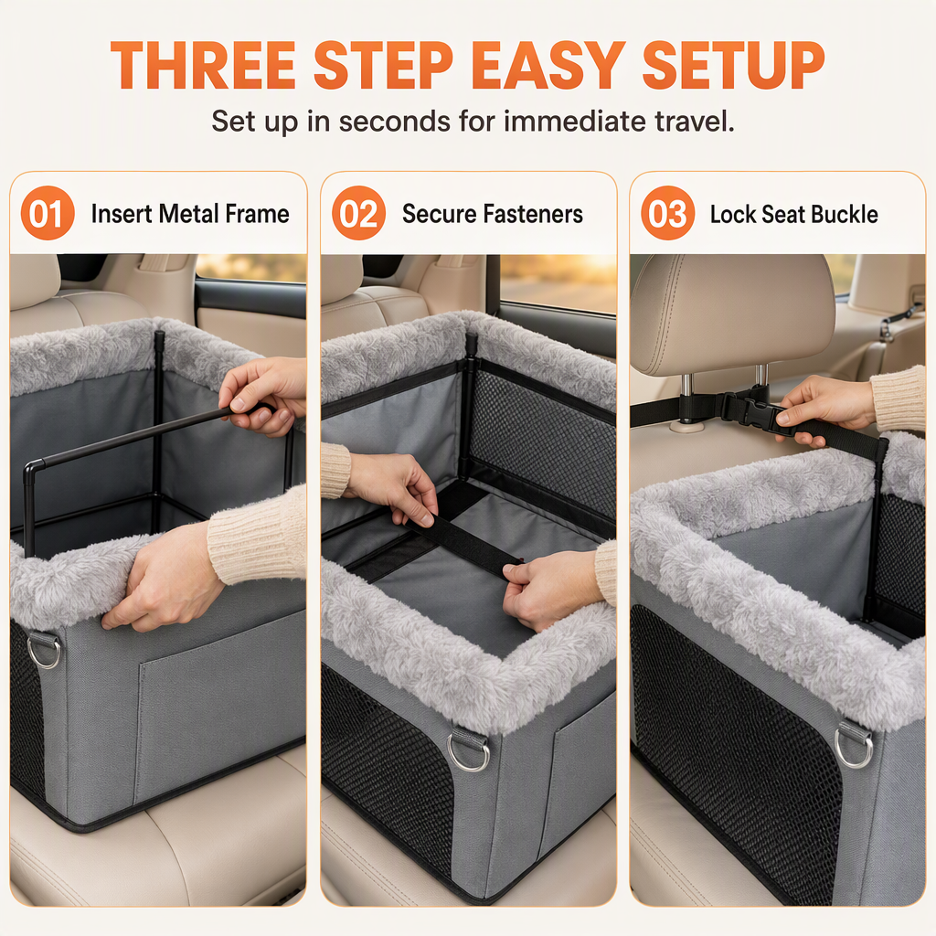 🐶🚗 Secure Travel Pet Bed – 50% OFF! Heavy-duty metal frame, waterproof Oxford fabric, safety leash – protects your dog & seats. 🛡️