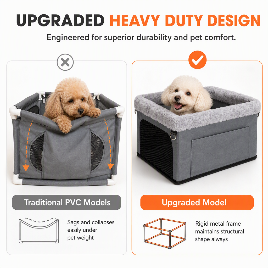 🐶🚗 Secure Travel Pet Bed – 50% OFF! Heavy-duty metal frame, waterproof Oxford fabric, safety leash – protects your dog & seats. 🛡️