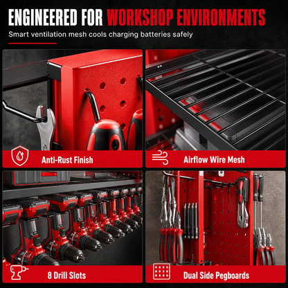 📢📢50% OFF !! ⏰Wall Mounted Heavy Duty Iron Power Tool Organizer and Garage Drill Storage Rack