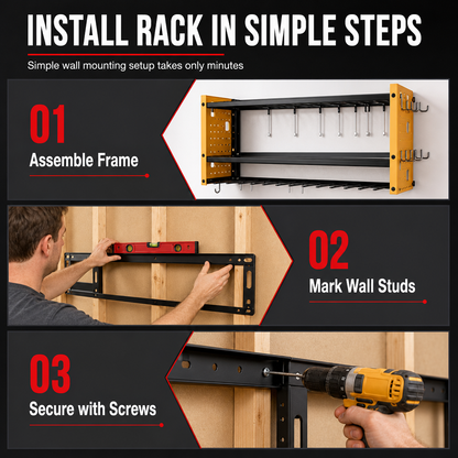 📢📢50% OFF !! ⏰Wall Mounted Heavy Duty Iron Power Tool Organizer and Garage Drill Storage Rack