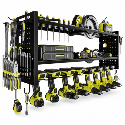 📢📢50% OFF !! ⏰Wall Mounted Heavy Duty Iron Power Tool Organizer and Garage Drill Storage Rack