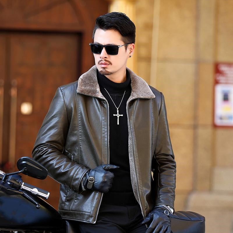 🎁[Winter Gift] 🔥Men's Faux Fleece Lined PU Leather Warm Jacket